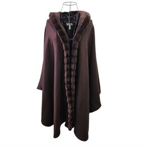 Lord & Taylor Cape One Size Chocolate Brown Wool Blend 36" Lined Elegant Formal